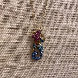 Lizard Multi-color Rhinestone Pendant Necklace